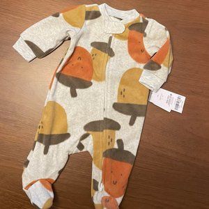 Carters Oatmeal Fleece Acorn Footie Pajama Newborn NWT